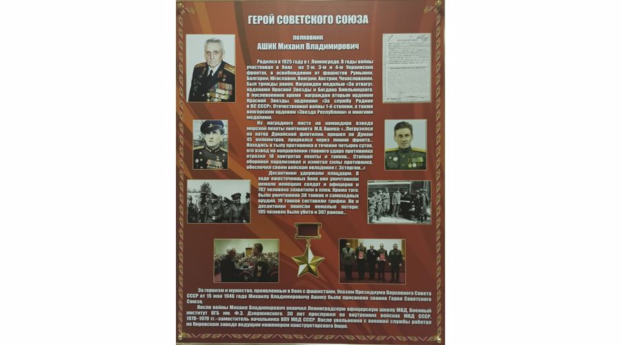 Герой Советского Союза полковник Ашик Михаил Владимирович